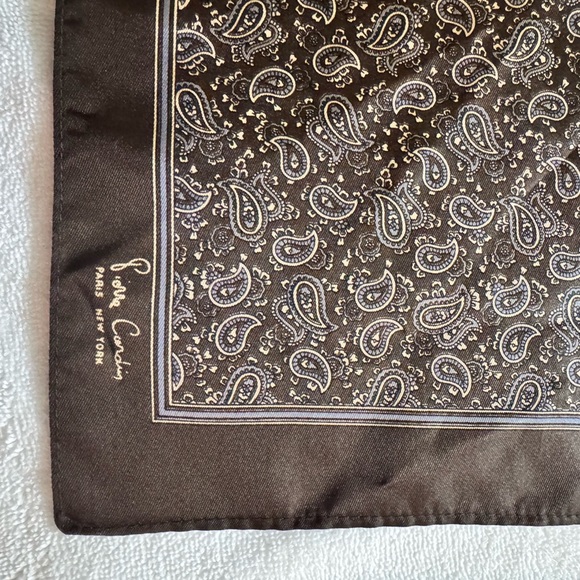 2 Pierre Cardin Men's Brown and Blue Pocket Squares - Picture 6 of 13